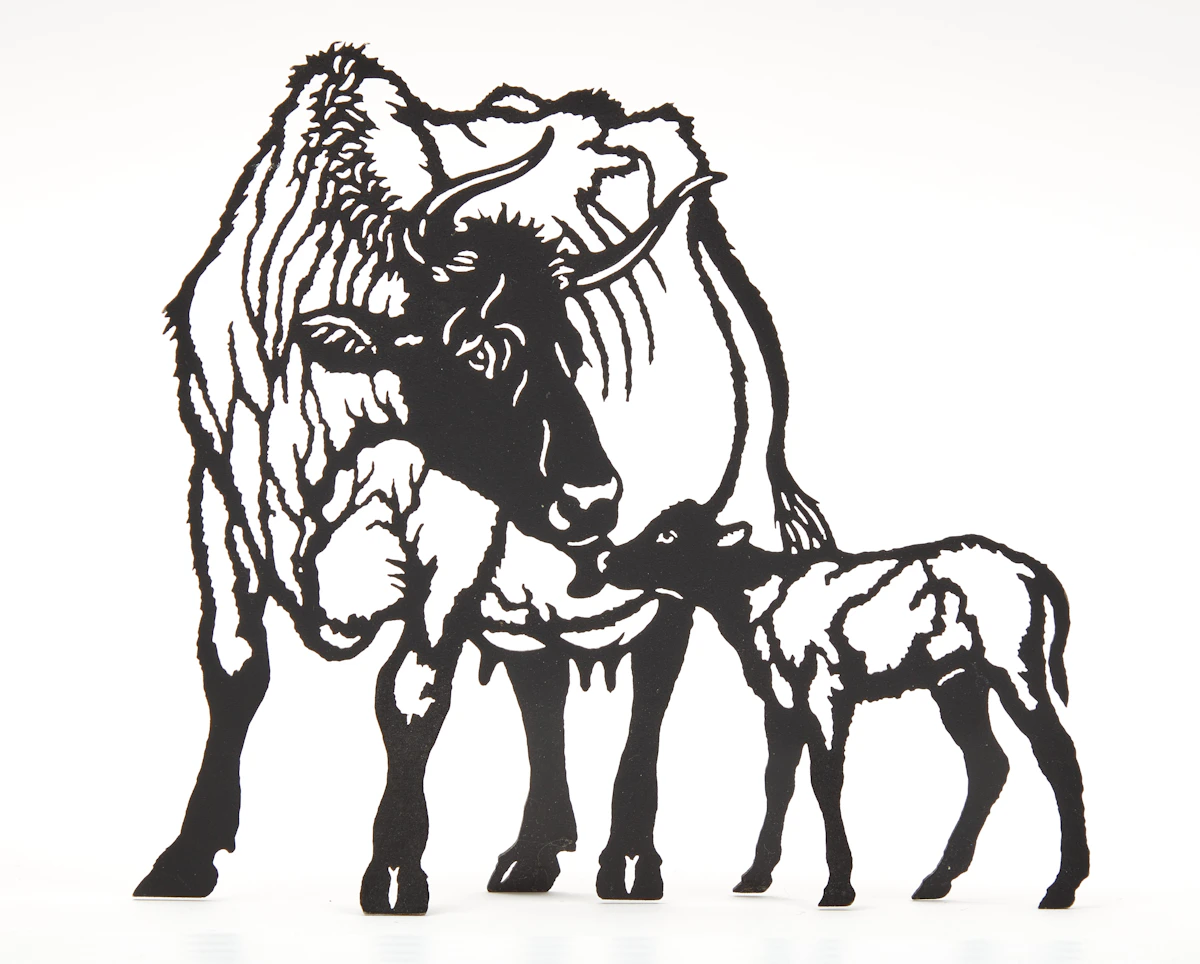 Joe Fafard, Cow and calf, lasercut steel, 1994
