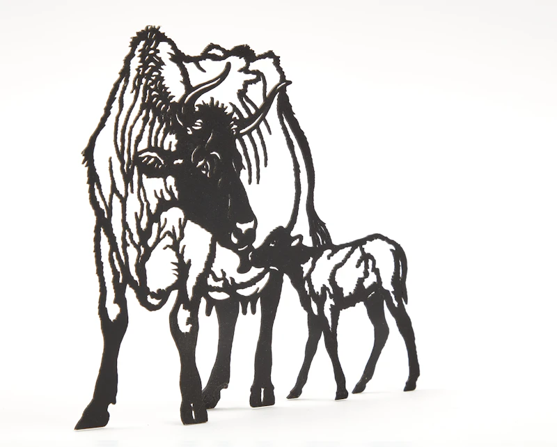 Joe Fafard, Cow and calf, lasercut steel, 1994 - view 2