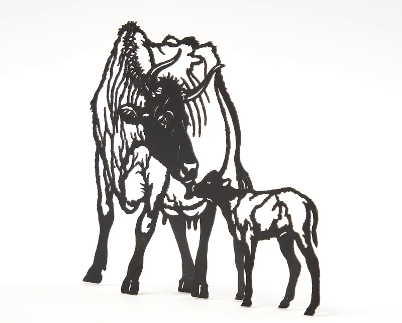 Joe Fafard, Cow and calf, lasercut steel, 1994 - view 3