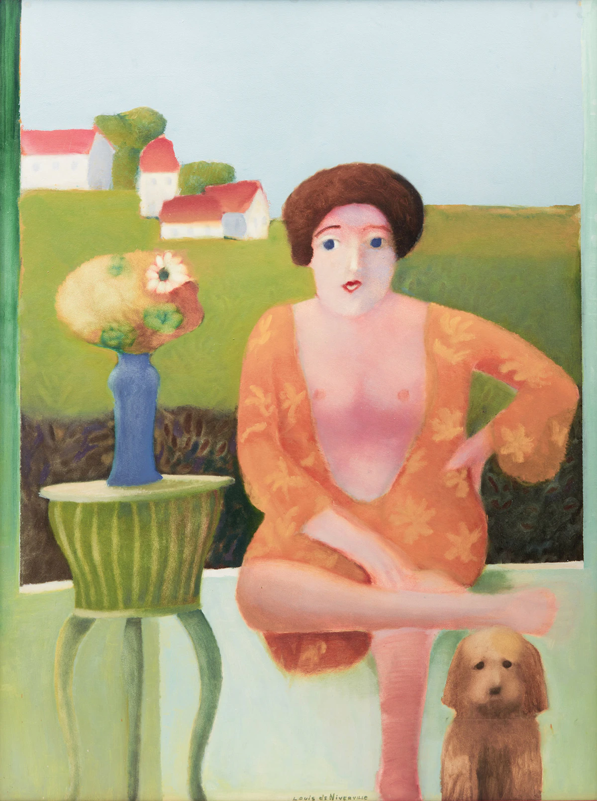 Louis de Niverville, A Woman in the Landscape, oil on board