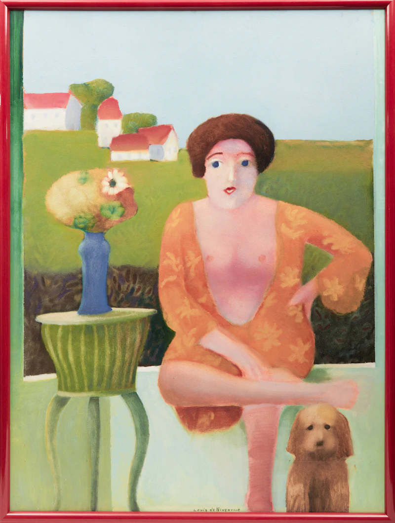 Louis de Niverville, A Woman in the Landscape, oil on board - view 2