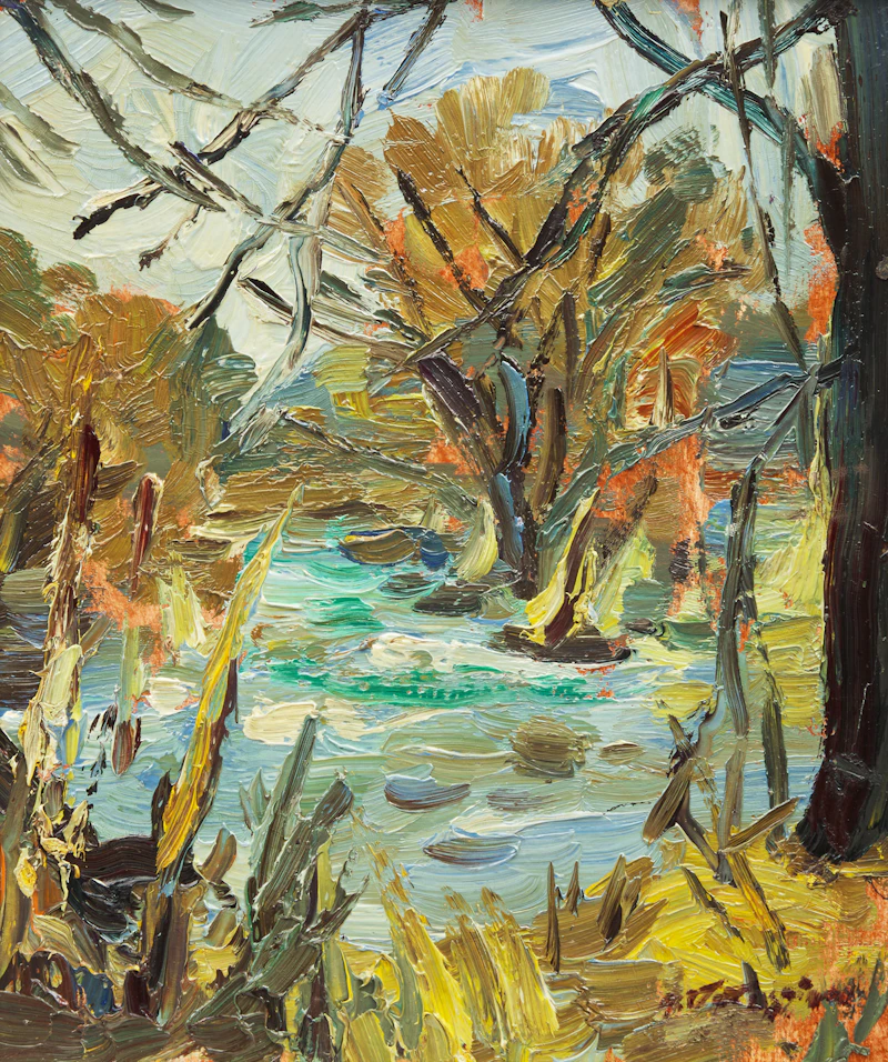 Armand Tatossian, Village in Autumn; Forest Creek, two oil paintings - view 4
