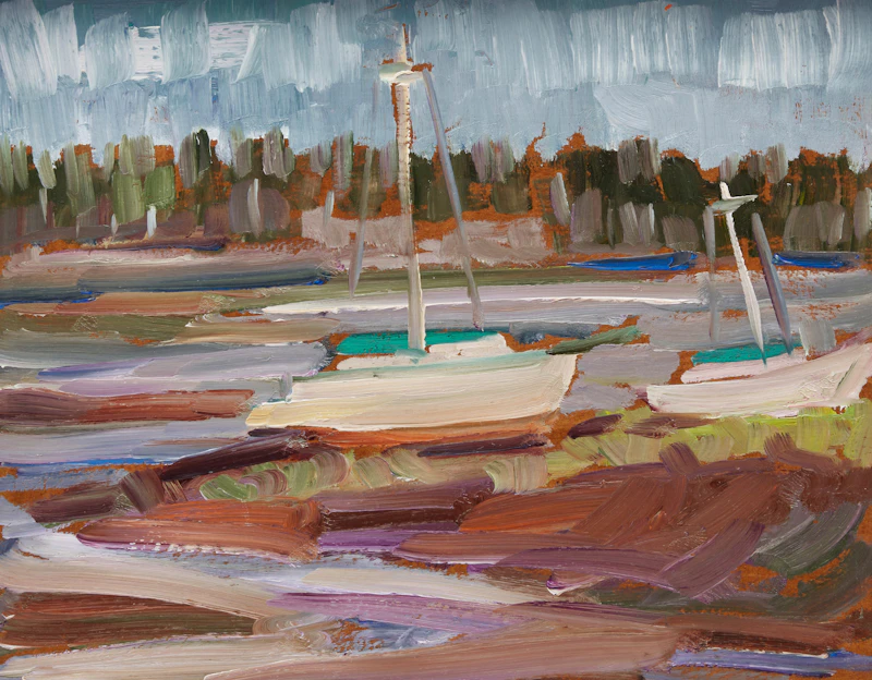 Rivière du Loup; Landscape with Tree by Leo Ayotte