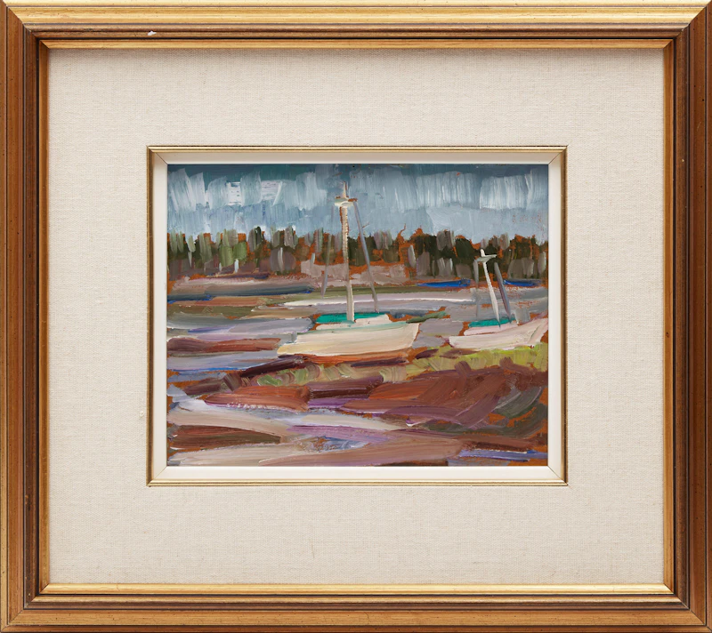 Leo Ayotte, Rivière du Loup; Landscape with Tree, two oils on board - view 2