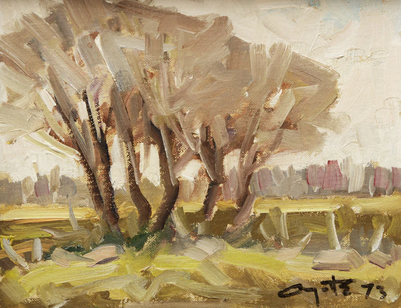 Leo Ayotte, Rivière du Loup; Landscape with Tree, two oils on board - view 4