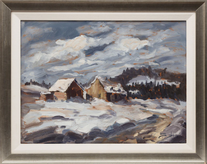 Bruno Côté, Winter Landscape, oil on board, 1973 - view 2