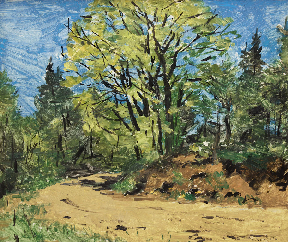 William Goodridge Roberts, Road and Trees, oil on board
