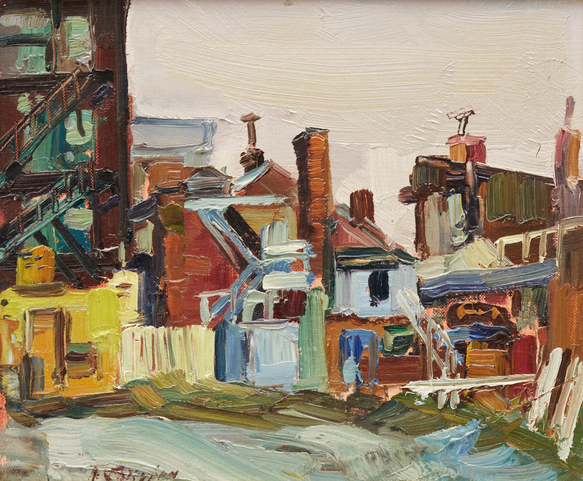 Armand Tatossian, Two Street Scenes, two oil paintings