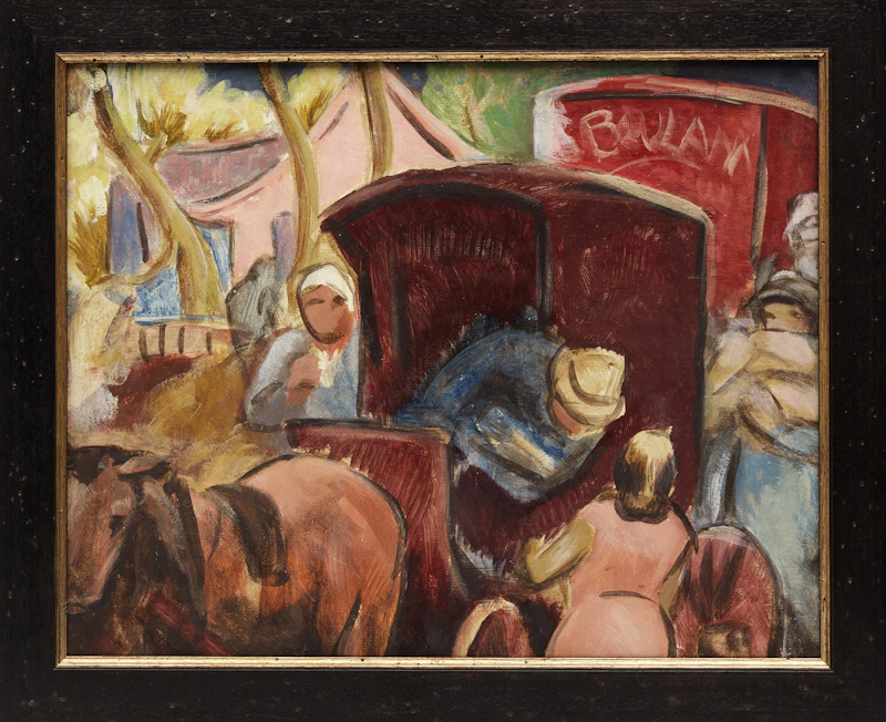 André Charles Biéler, Figures at a Carriage, c.1960, oil on board, circa 1960 - view 2