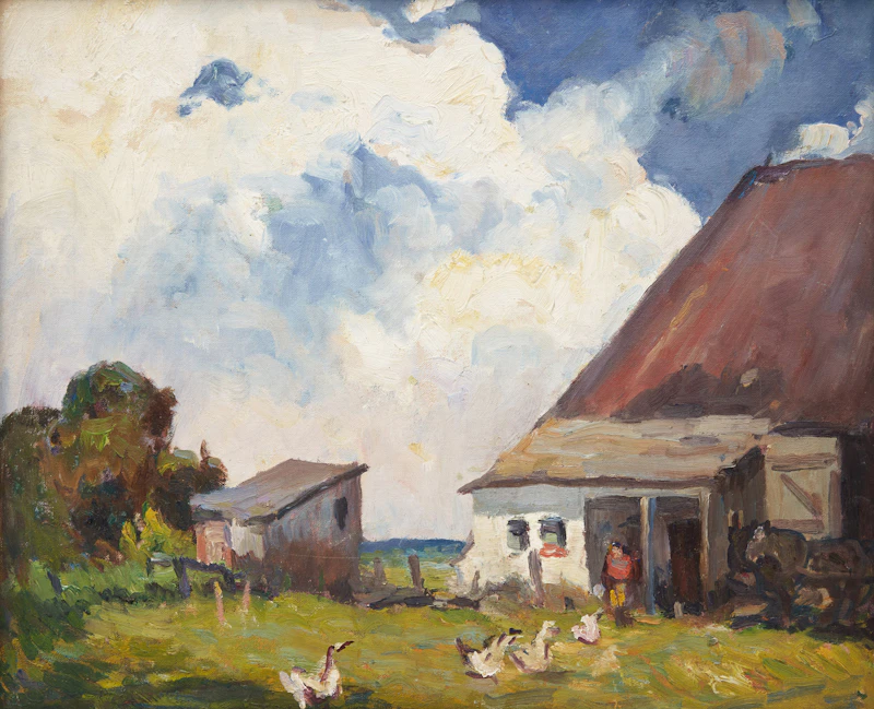 Boy Feeding Geese, Île d'Orléans by George Paginton