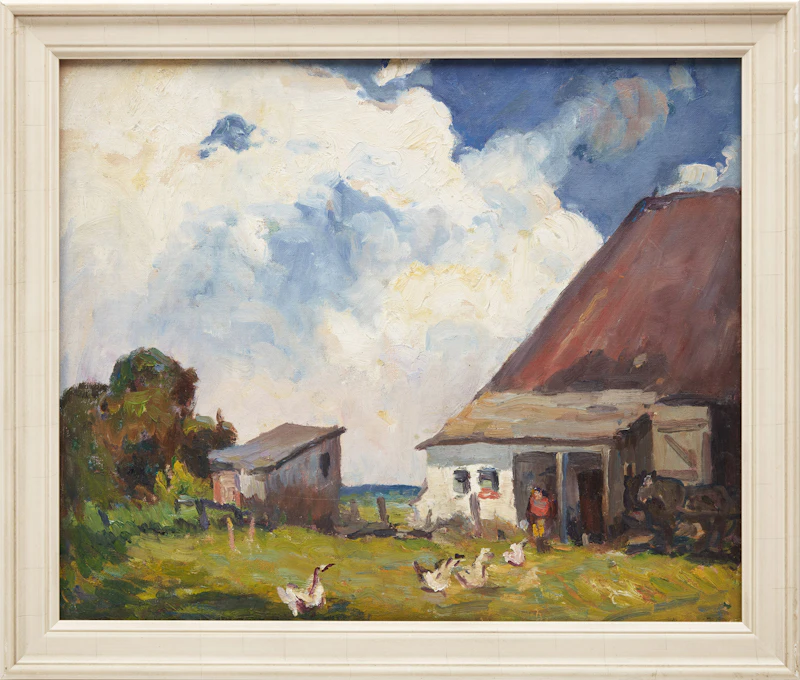George Paginton, Boy Feeding Geese, Île d'Orléans, oil on canvas board, circa 1940 - view 2