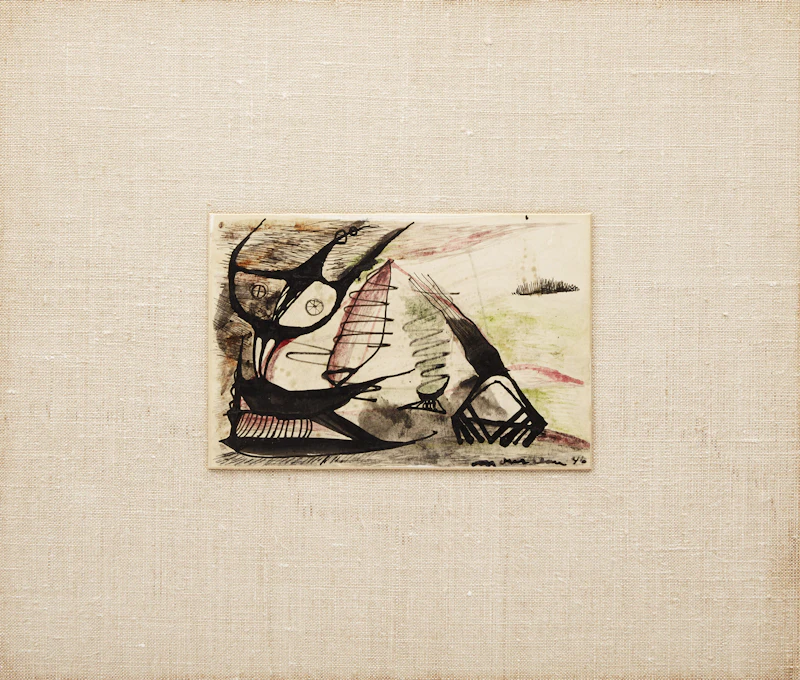 Jean-Paul Mousseau, Sans titre, mixed media on paper mounted to card, 1946 - view 2