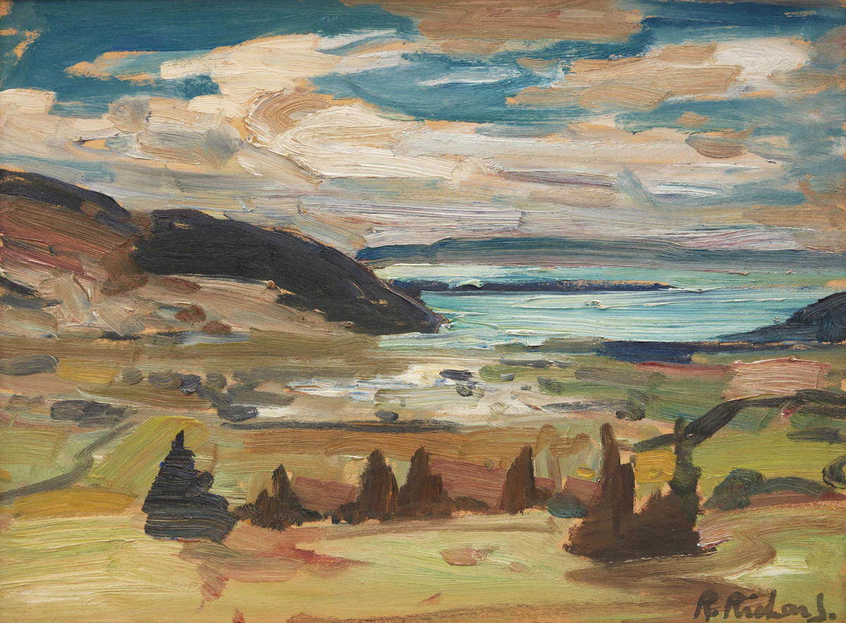 René Richard, Landscape with Lake and Trees, oil on panel