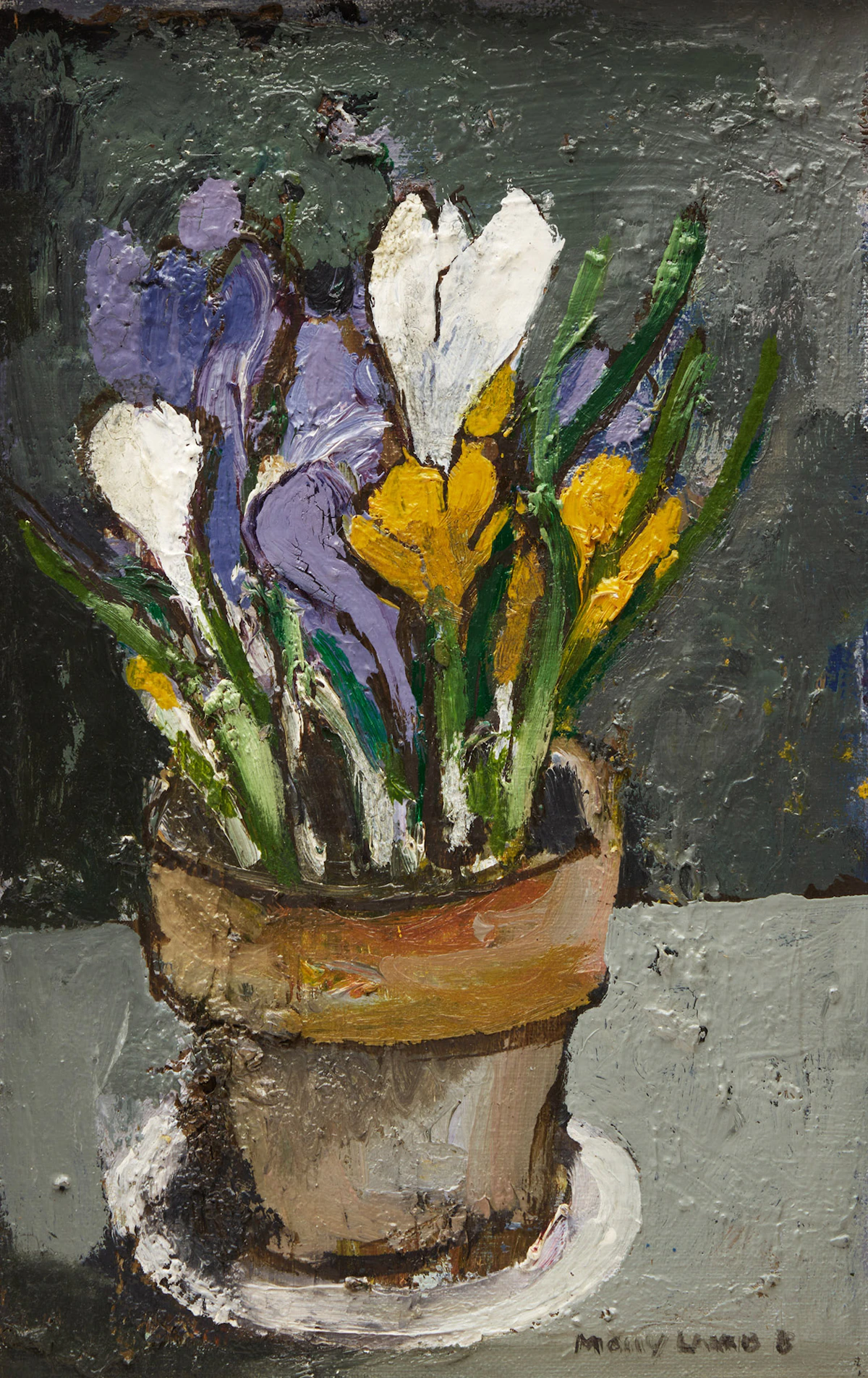Molly Lamb Bobak, Crocus, oil on canvas laid down on board