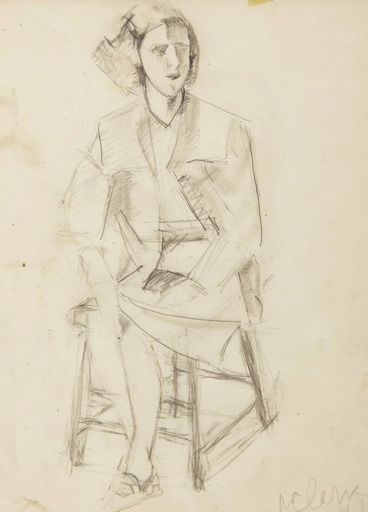 Paraskeva Plistik Clark, Study for Model in My Blue Suit, 1940, pencil, circa 1940