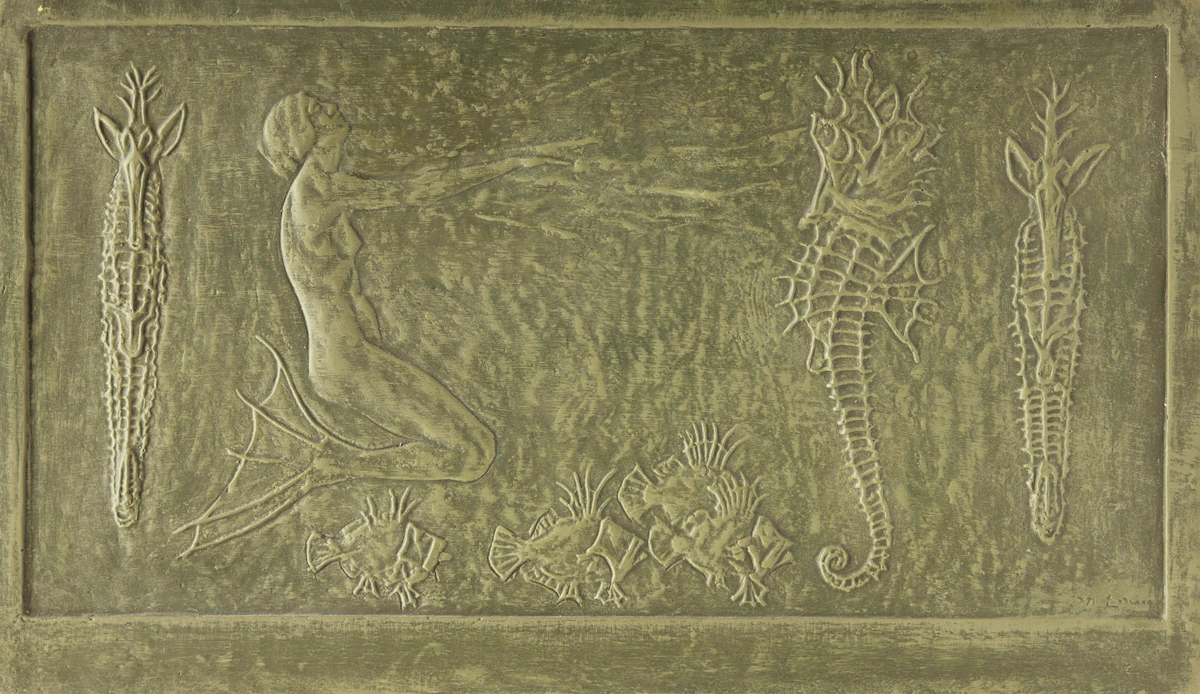 Frances Loring, Mermaid and Seahorses, c. 1921, Relief (plaster), circa 1921