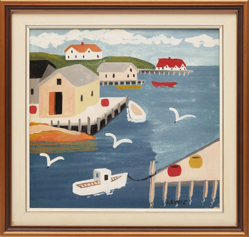 Maud Lewis, Harbour Scene, c.1960, mixed media on board, circa 1960 - view 2