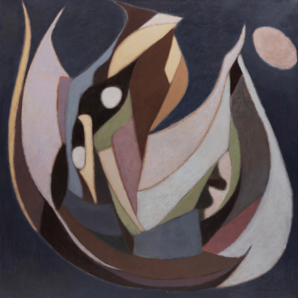 Jeanne Rhéaume, Fleur lunaire, oil on canvas, 1970