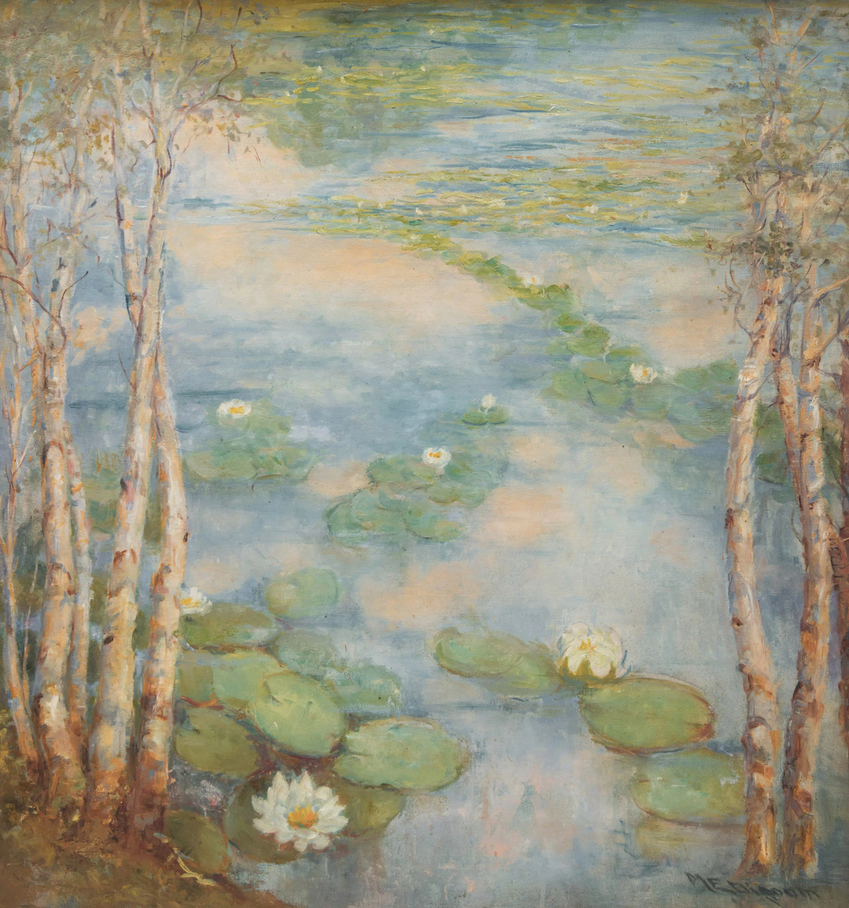 Mary Ella Dignam, Waterlilies, oil on canvas