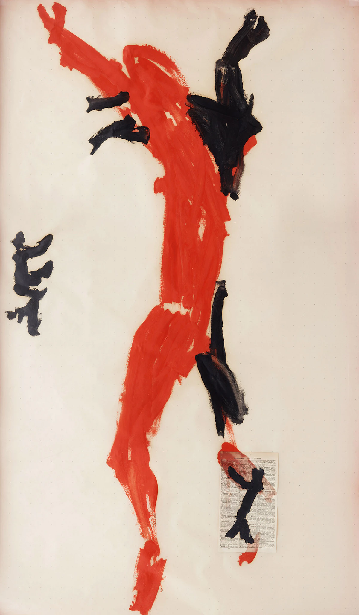 Irene F. Whittome, Untitled (Red Figure), mixed media on paper, 1985