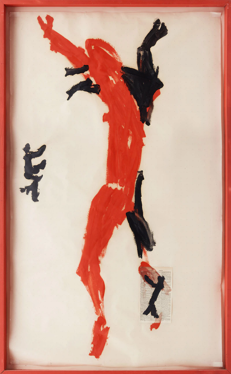 Irene F. Whittome, Untitled (Red Figure), mixed media on paper, 1985 - view 2