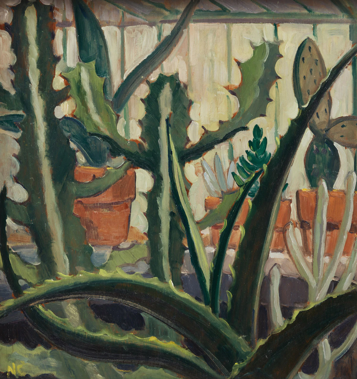 Nora Frances Elisabeth Collyer, Cacti, double-sided oil on panel