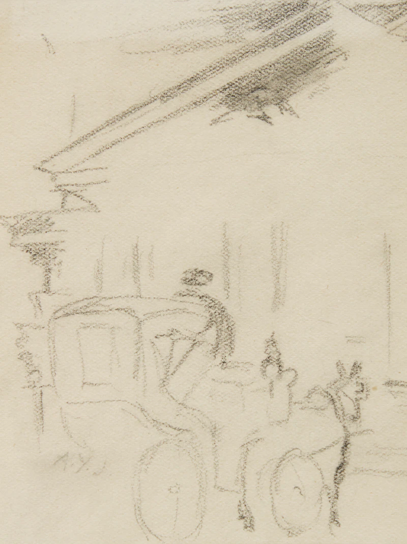 Alexander Young Jackson, Horse & Carriage, graphite