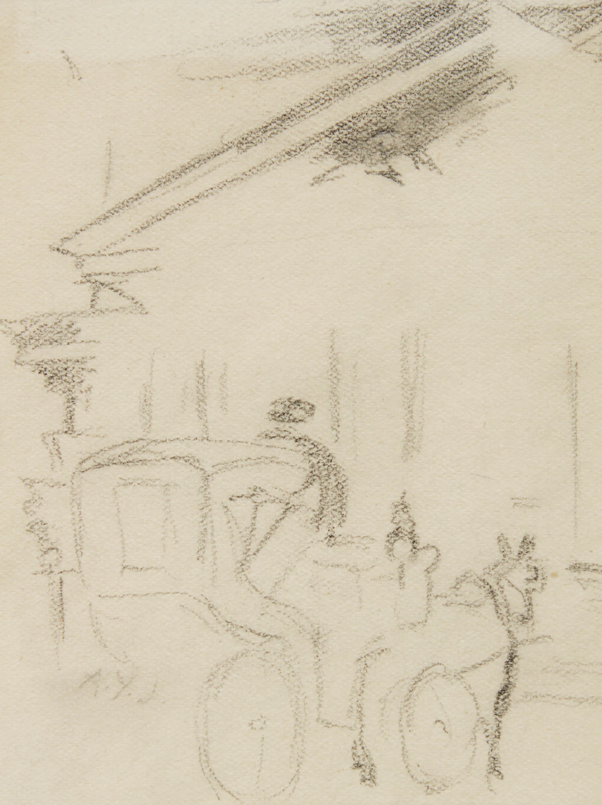 Alexander Young Jackson, Horse & Carriage, graphite, circa 1909