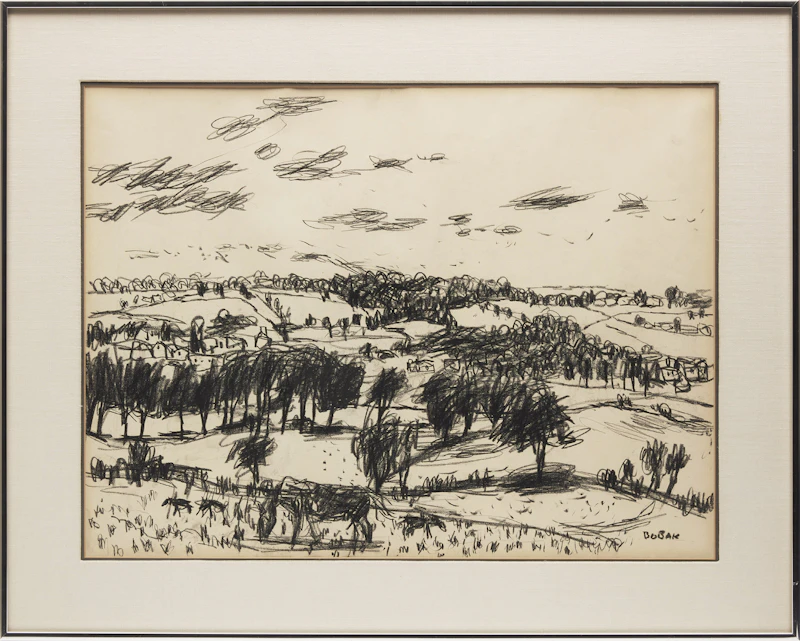 Bruno Joseph Bobak, Summer Landscape; Reclining Nude, two drawings - view 2
