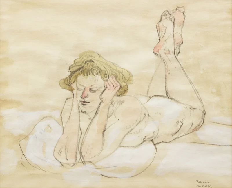 Bruno Joseph Bobak, Summer Landscape; Reclining Nude, two drawings - view 4