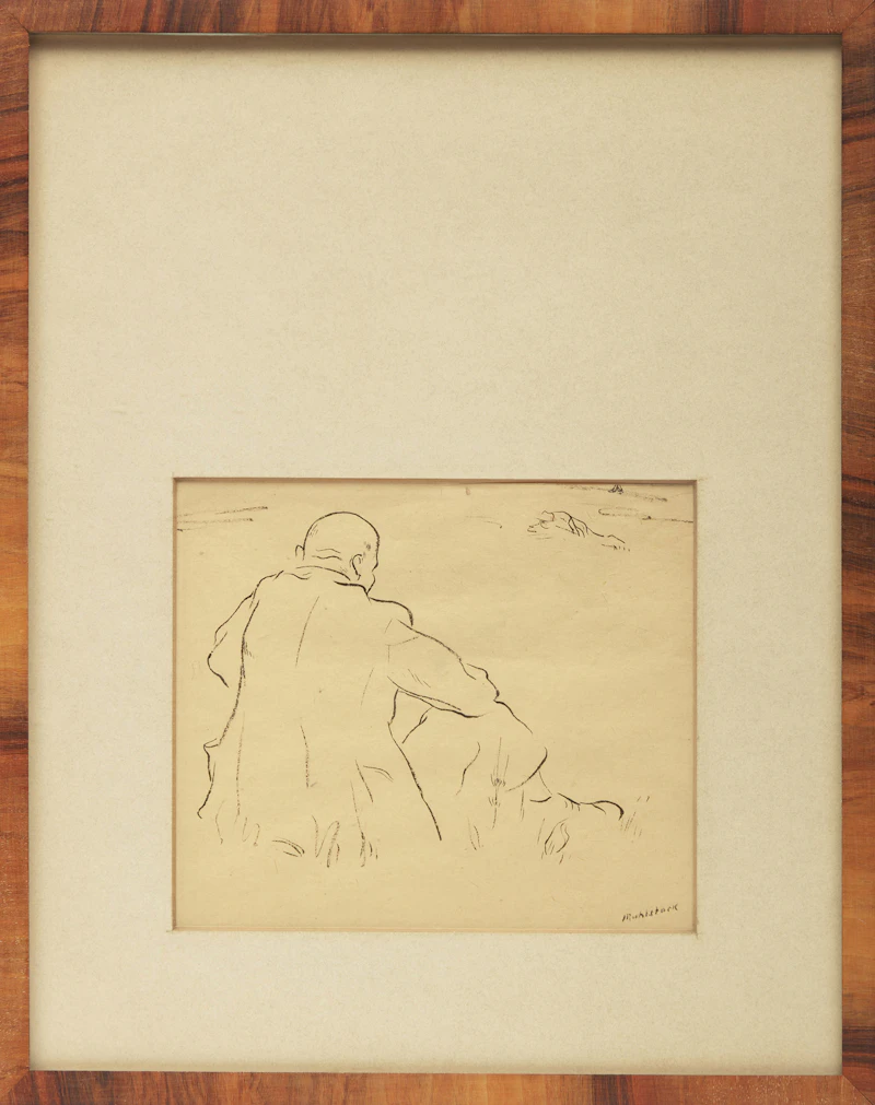 Louis Muhlstock, Seated Man; Pigeons of St. Famille, two drawings - view 2