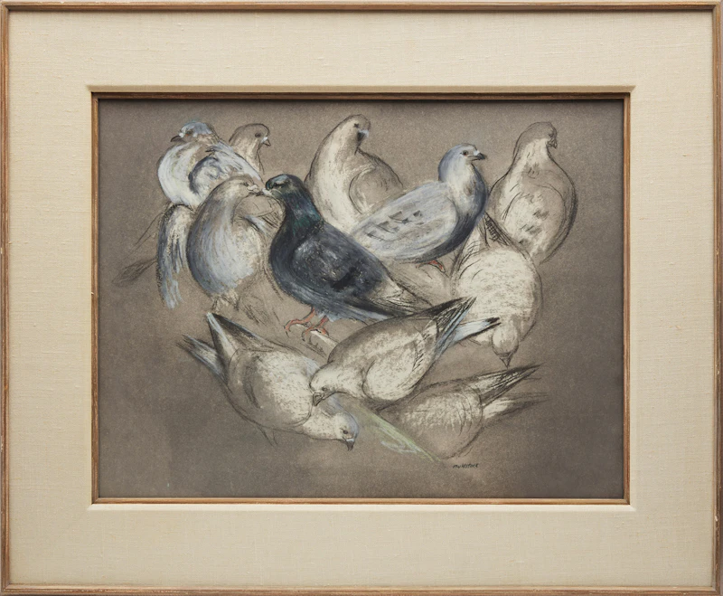 Louis Muhlstock, Seated Man; Pigeons of St. Famille, two drawings - view 5