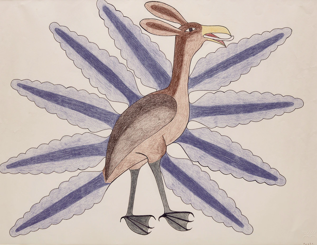 Kenojuak Ashevak, Hare - Bird Spirit, felt tip pen and coloured pencil, circa 1988