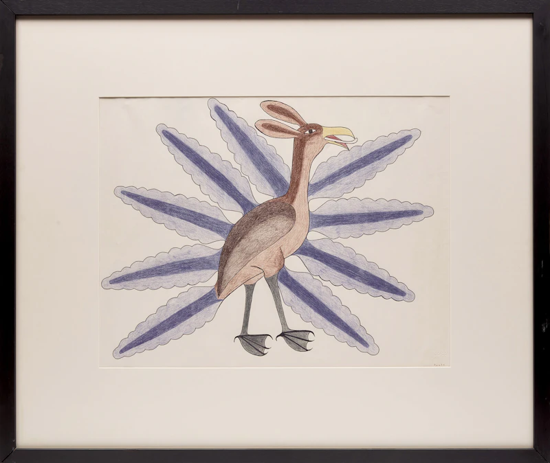 Kenojuak Ashevak, Hare - Bird Spirit, felt tip pen and coloured pencil, circa 1988 - view 2