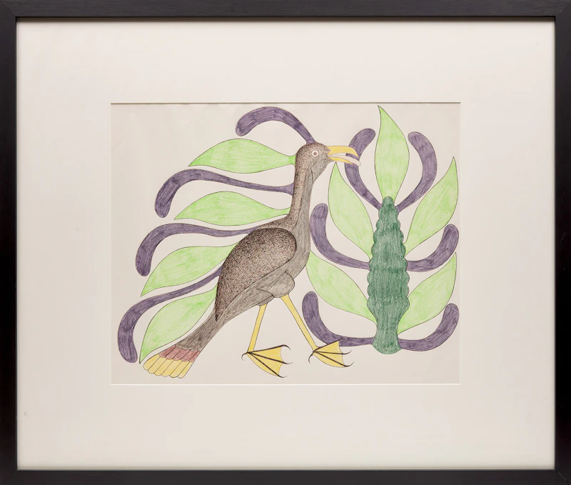 Kenojuak Ashevak, Untitled (Walking Bird), felt tip pen and coloured pencil - view 2