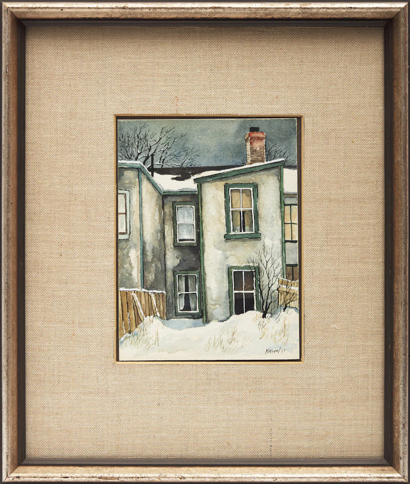 John Kasyn, Stucco House on Seaton Street, watercolour on paper laid down on card, 1971 - view 2