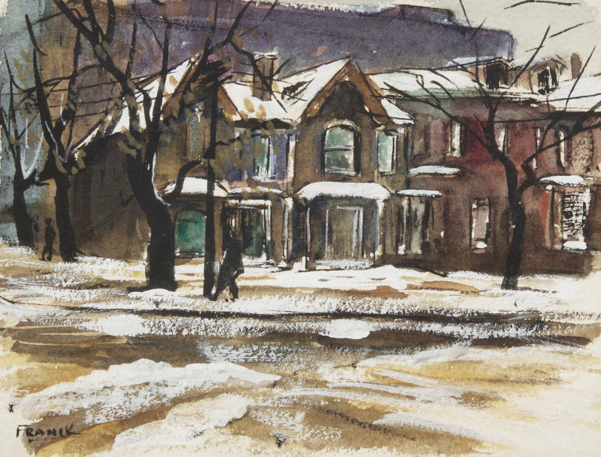 Albert Jacques Franck, Old St. Patrick Street; Wet Snow, two watercolours