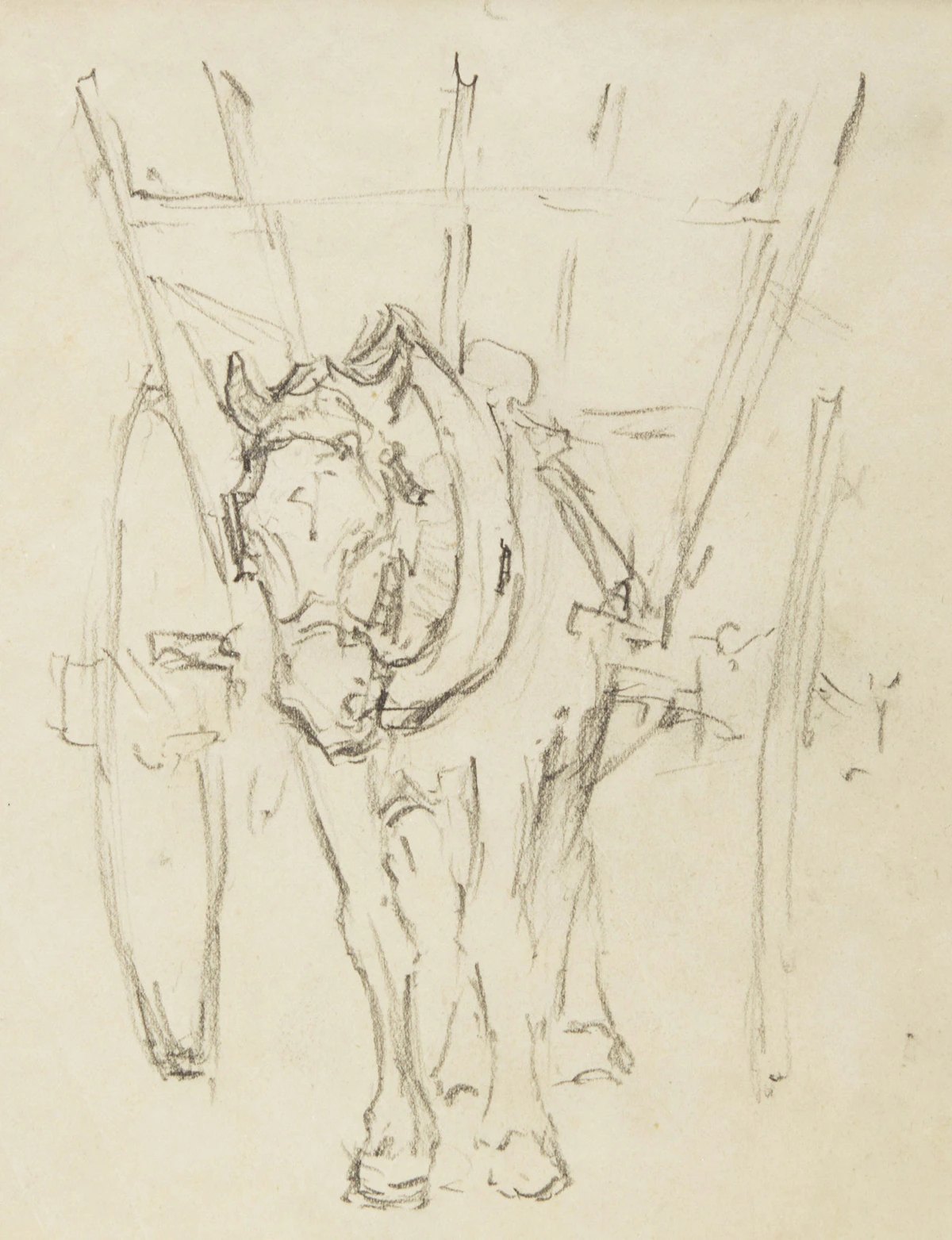 Manly Edward MacDonald, Horse and Cart, pencil drawing