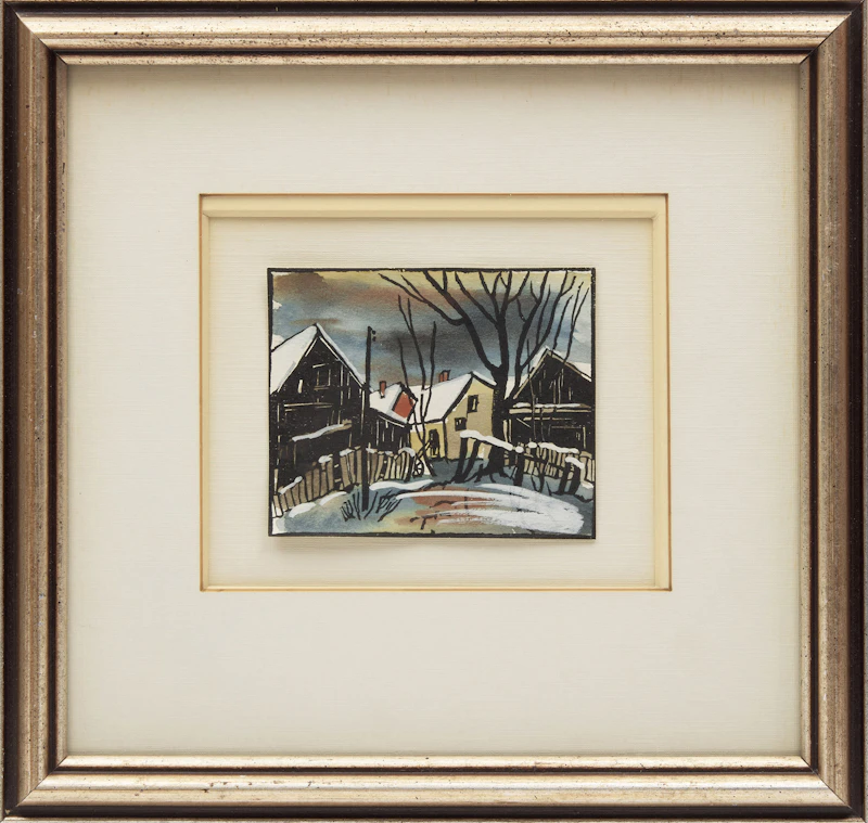 Albert Jacques Franck, Village, Winter; Backyard, Winter; Old House McCaul St.; General Store, four casein and linocut works - view 5