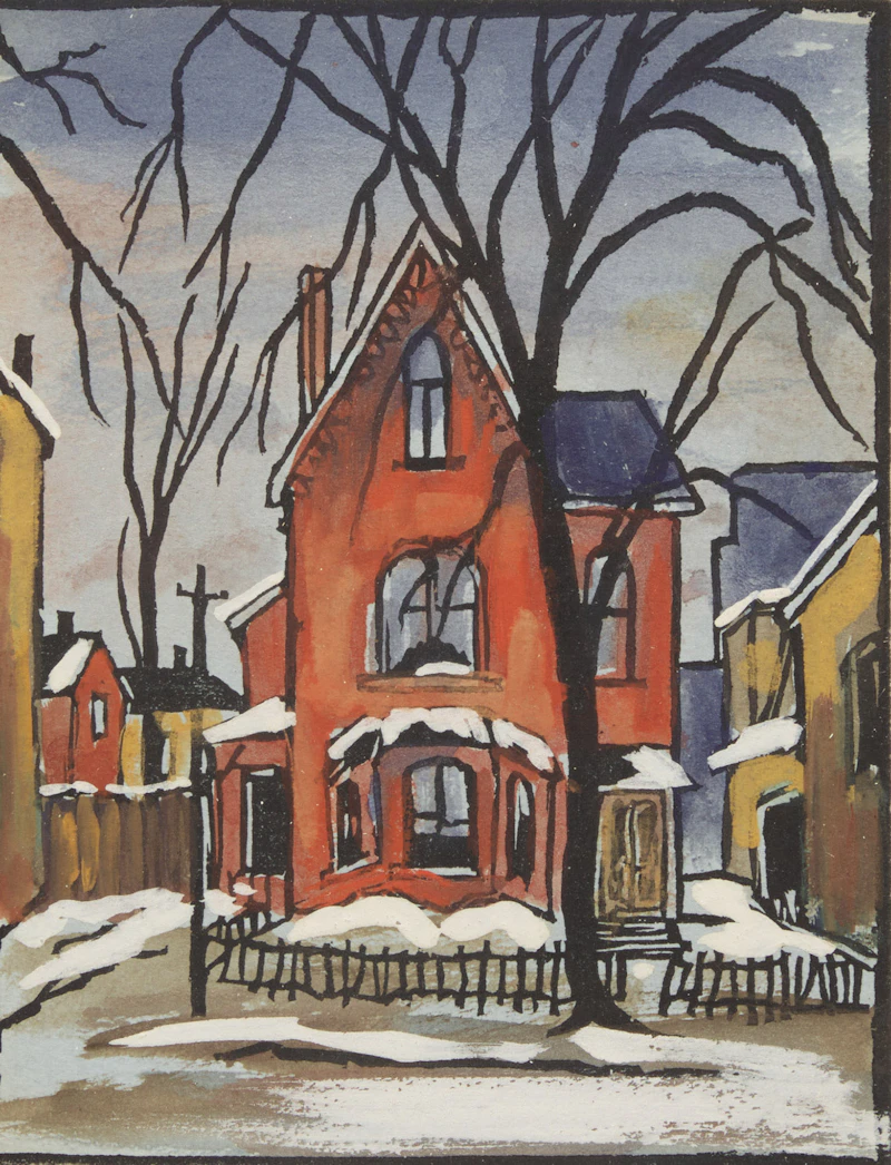 Albert Jacques Franck, Village, Winter; Backyard, Winter; Old House McCaul St.; General Store, four casein and linocut works - view 7