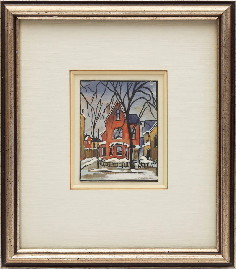 Albert Jacques Franck, Village, Winter; Backyard, Winter; Old House McCaul St.; General Store, four casein and linocut works - view 8