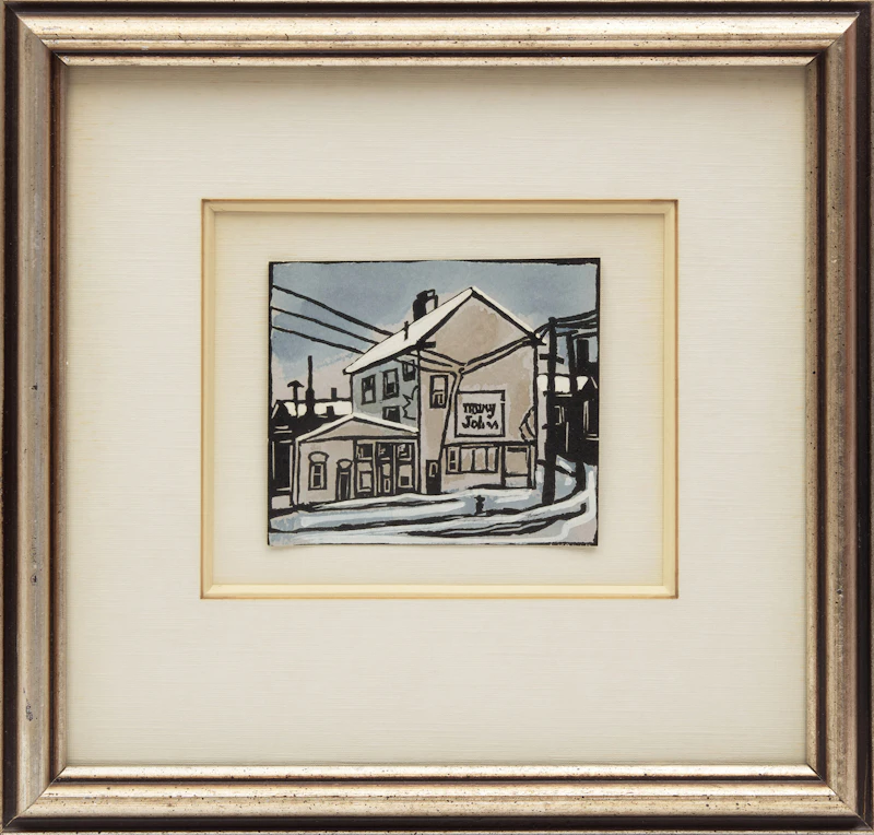 Albert Jacques Franck, Village, Winter; Backyard, Winter; Old House McCaul St.; General Store, four casein and linocut works - view 11