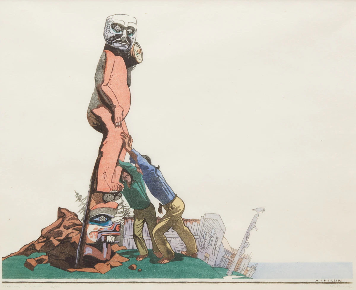 Walter Joseph Phillips, Planting a Zunuk, colour woodcut