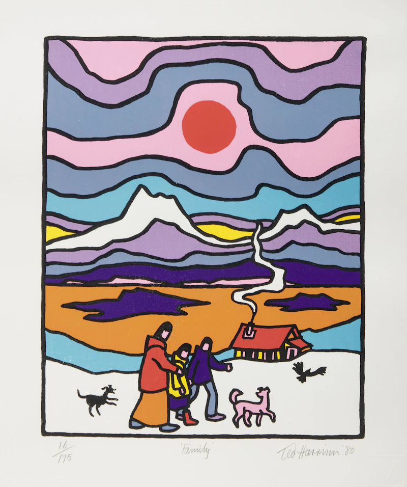 Ted Harrison, Family, colour serigraph