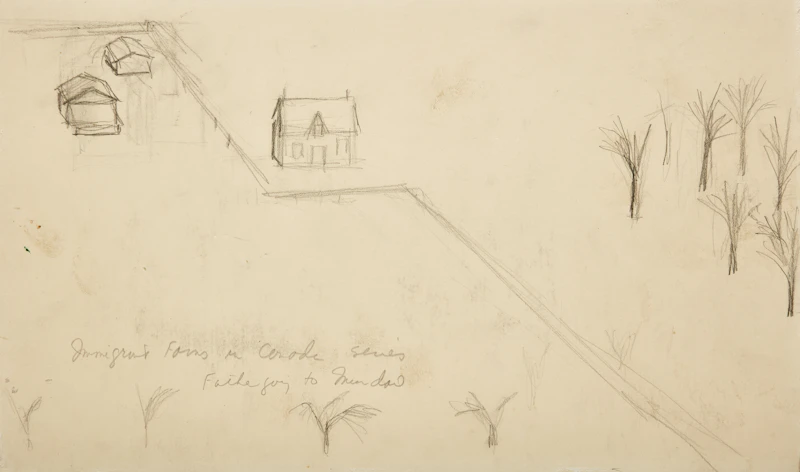 William Kurelek, Immigrant Farms in Canada Series, double sided graphite on card