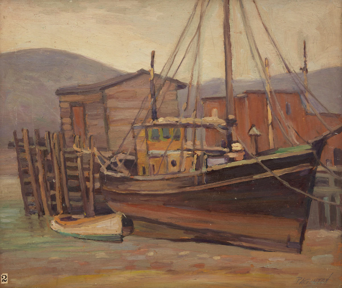 George Paginton, Ebb Tide, Digby, Nova Scotia, oil on board, circa 1927