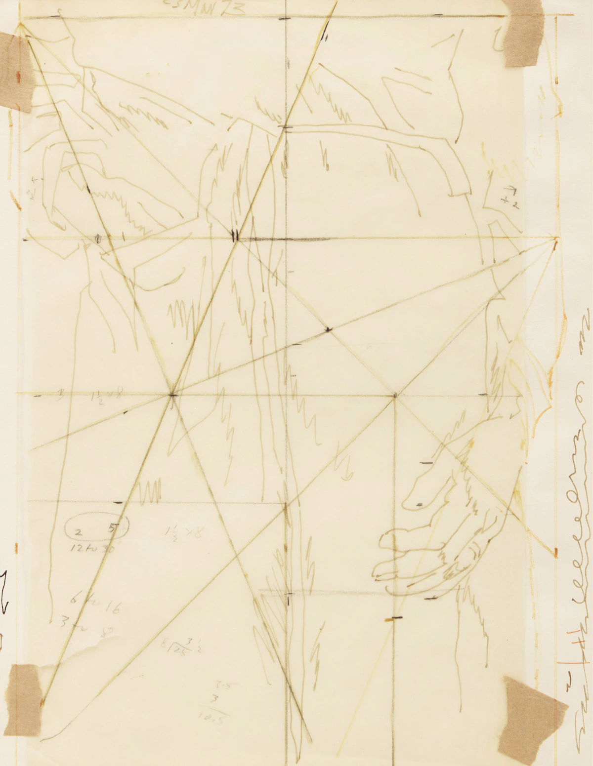 David Alexander Colville, Study for Woman in Bathtub, 1973, ink on paper