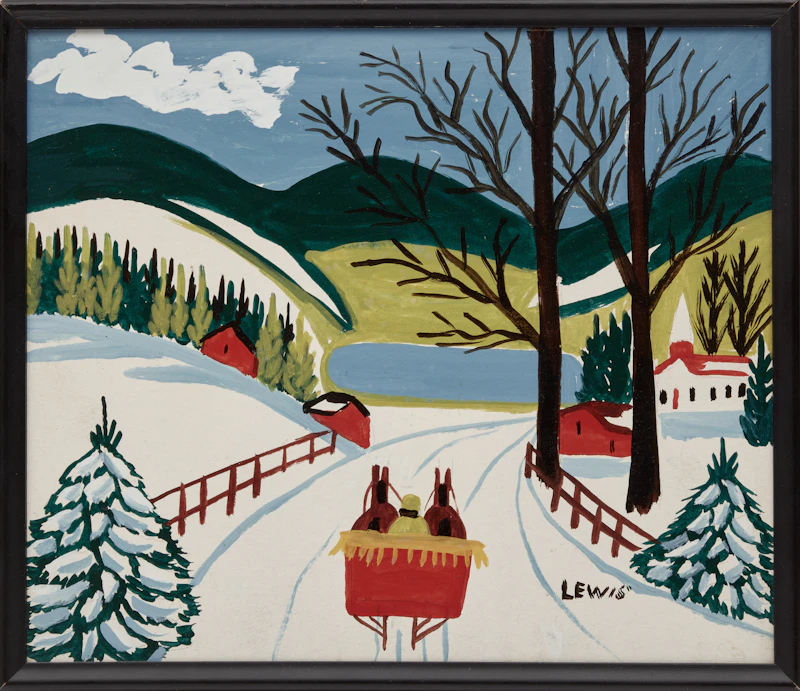 Maud Lewis, Going to Mass, mixed media on board, 1965 - view 2