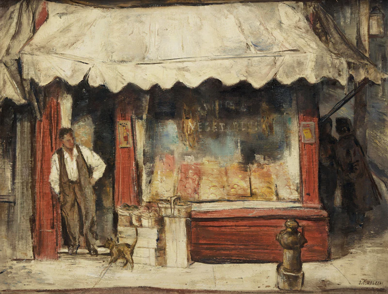 Fruit Store (with Cat) by Joseph Sidney Hallam