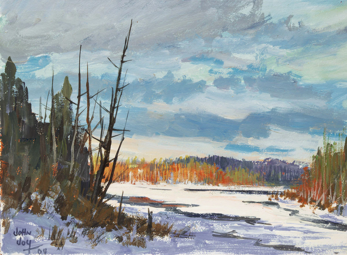 John Joy, Loon Lake, acrylic on paper laid down on board, 2004